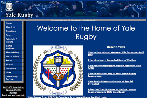 Featured Web site: www.yale.edu/rugby/ Featured Web site: www.yale.edu/rugby/