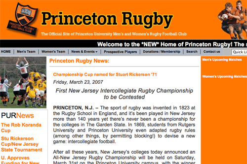 Featured Web site: www.princetonrugby.org