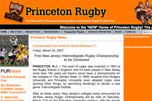 Featured Web site: www.princetonrugby.org Featured Web site: www.princetonrugby.org