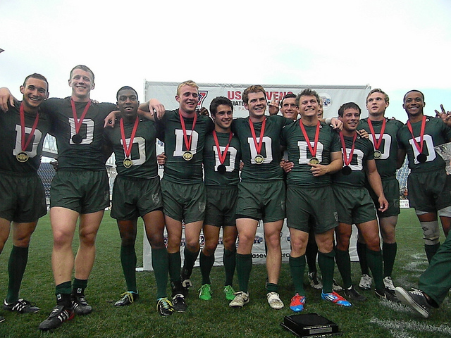 Dartmouth Men celebrate their 2nd consecutive National Collegiate Rugby Championship. Photo: Kevin McGuire