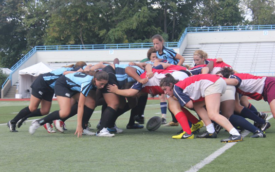 Columbia women in a scrum Columbia women in a scrum