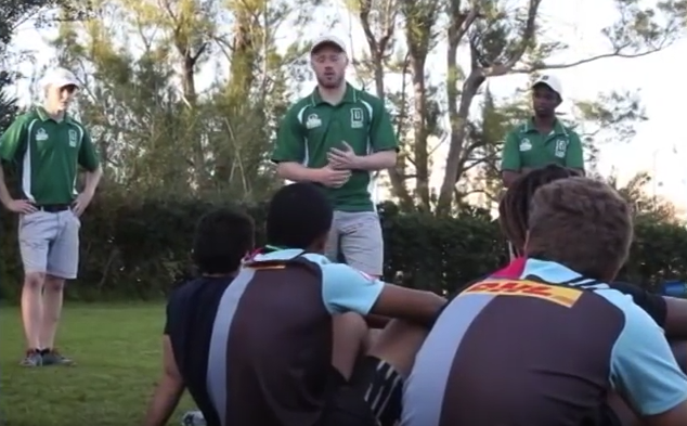 Dartmouth players talk to the Beyond Rugby program.