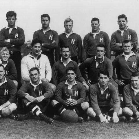 Edward M Kennedy with Harvard Rugby Team 1955