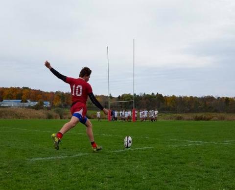 Conversion by Cornell's Tris Glanfield during game against Brown.