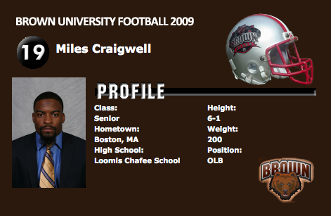 Brown University All-Ivy footballer Miles Craigwell