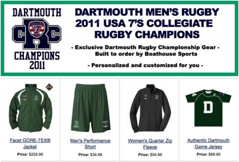 Limited Edition Dartmouth Championship Rugby Gear