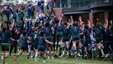 Dartmouth Men Win the 2023 Ivy 7s players and fans celebrate at Brophy