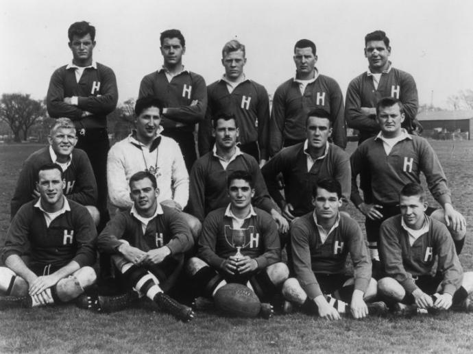 Edward M Kennedy with Harvard Rugby Team 1955